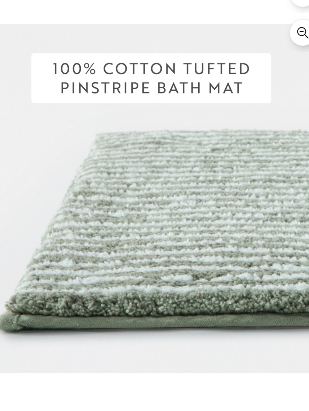 100% Cotton Tufted Pinstripe Bath Mat - Sage Green